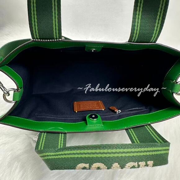 Coach Smith Tote Bag Crossbody In Leather/Silver/Kelly CBM10 NWT - Picture 5 of 9